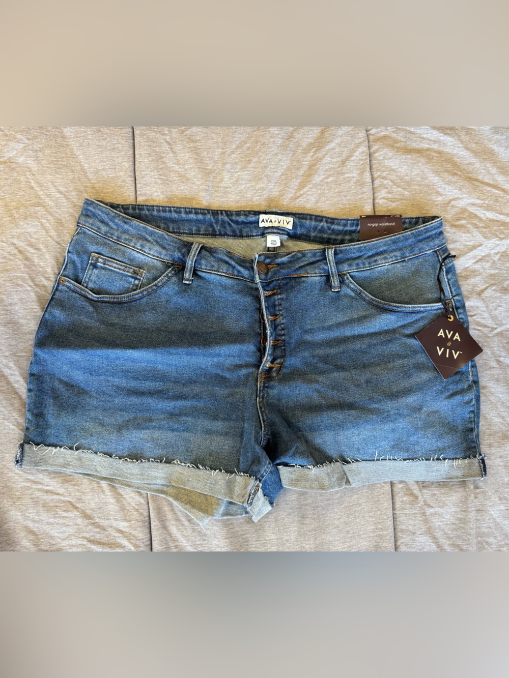 Ava & Viv Blue Denim Button-Fly Jean Shorts